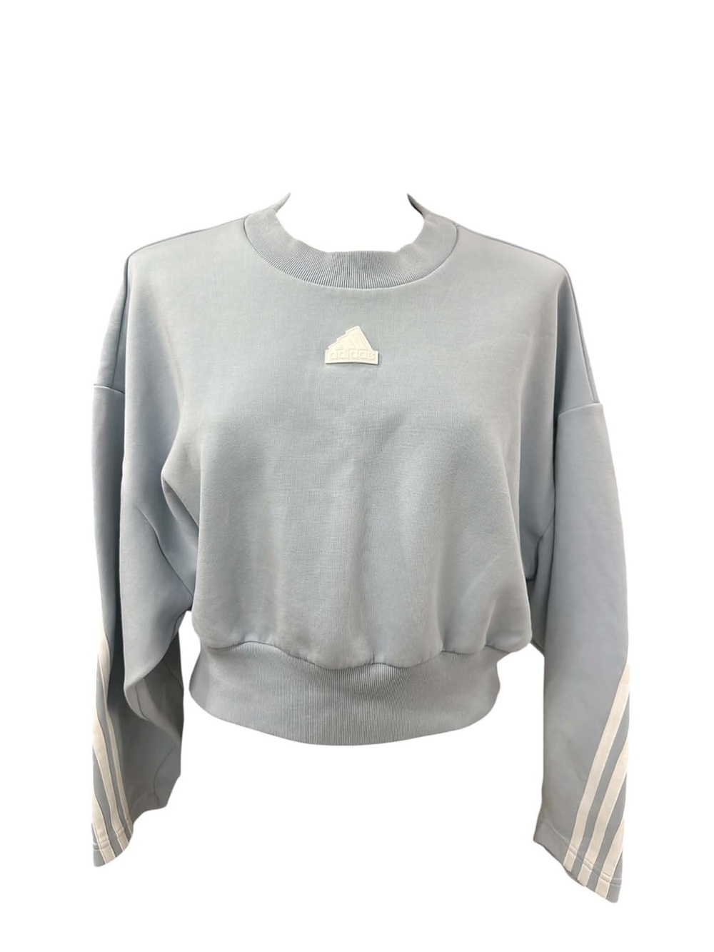 Adidas Light Gray Cropped Crewneck Sweatshirt Size S